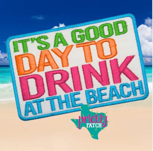 Drink at the Beach Iron-On Embroidered Patch