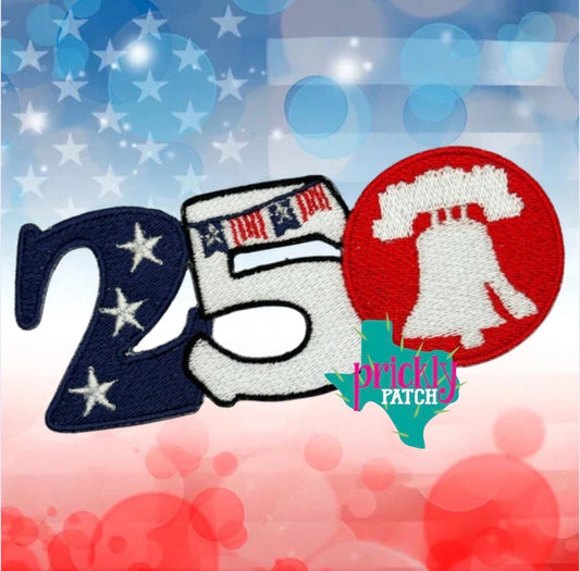 USA 250 Iron-On Embroidered Patch