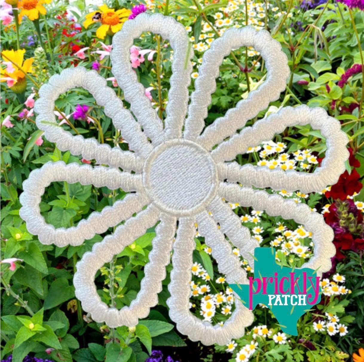White Flower Iron-On Embroidered Patch