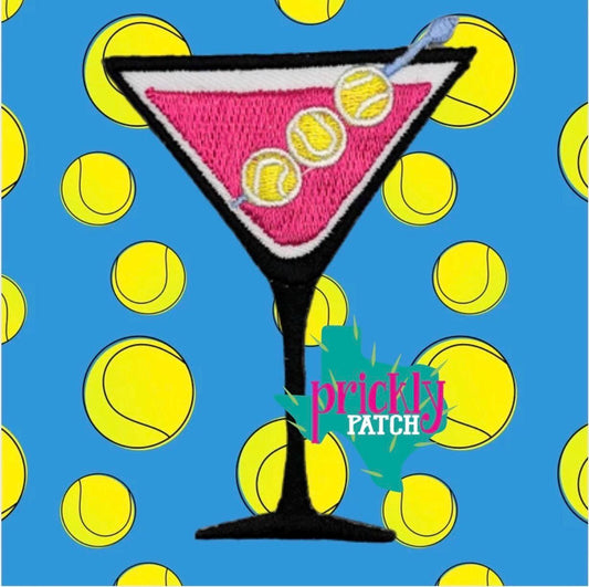 Tennis Martini Glass Iron-On Embroidered Patch