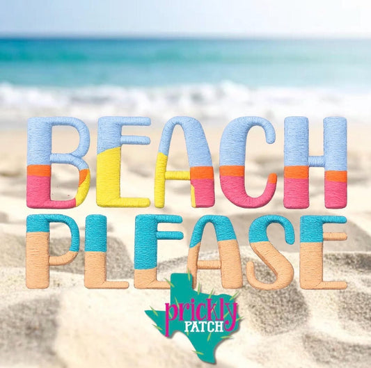 Beach Please Iron-On Embroidered Transfer