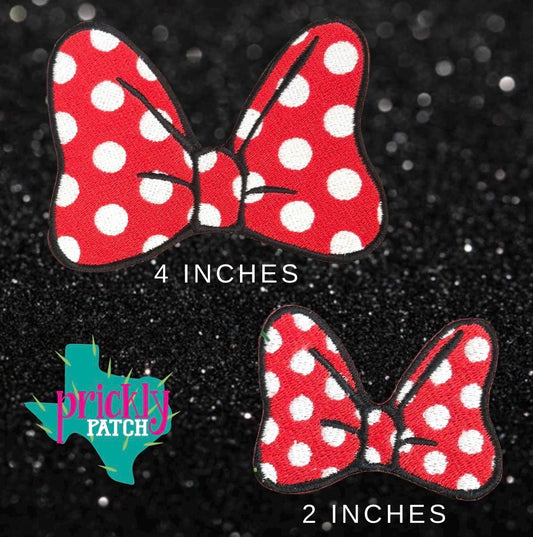 2 inch Polka Dot Bow Iron-On Embroidered Patch