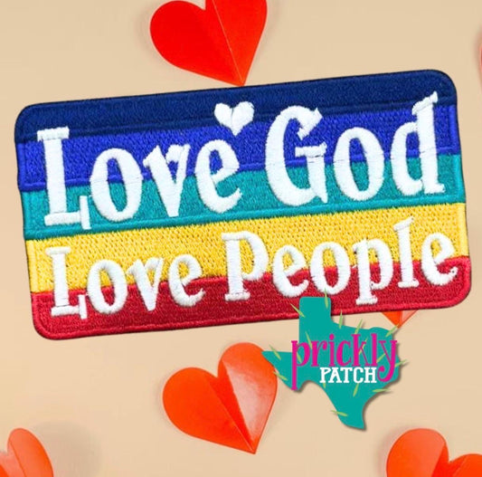 Love God Love People Iron-On Embroidered Patch