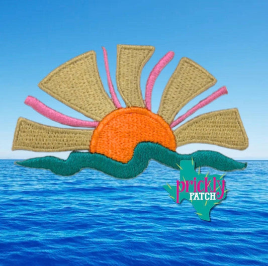Coastal Sun Iron-On Embroidered Patch