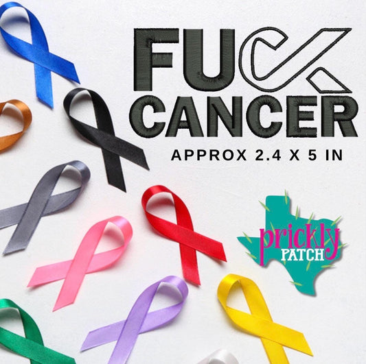 F Cancer White Embroidery Transfer