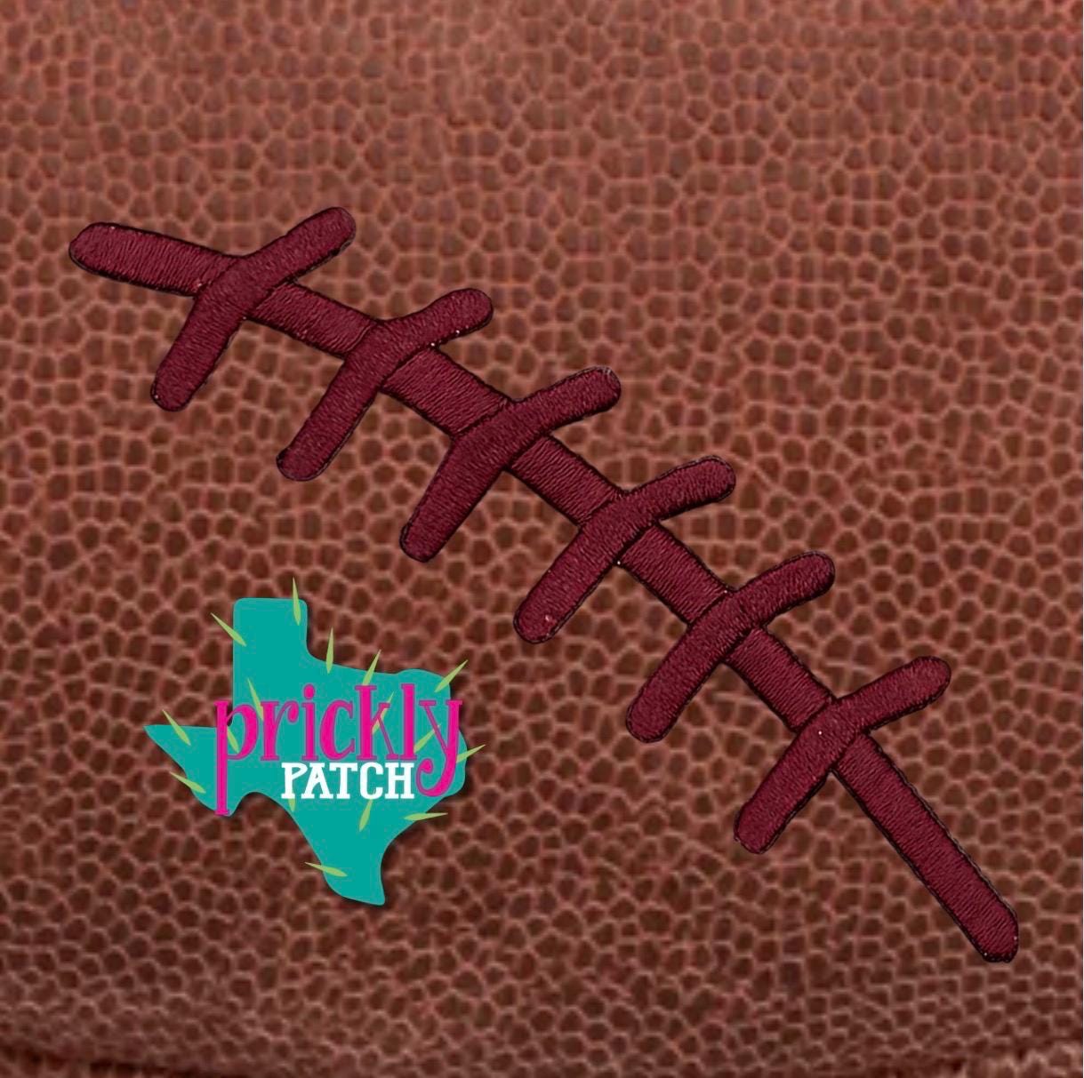 Football Laces Maroon Iron-On Embroidered Patch