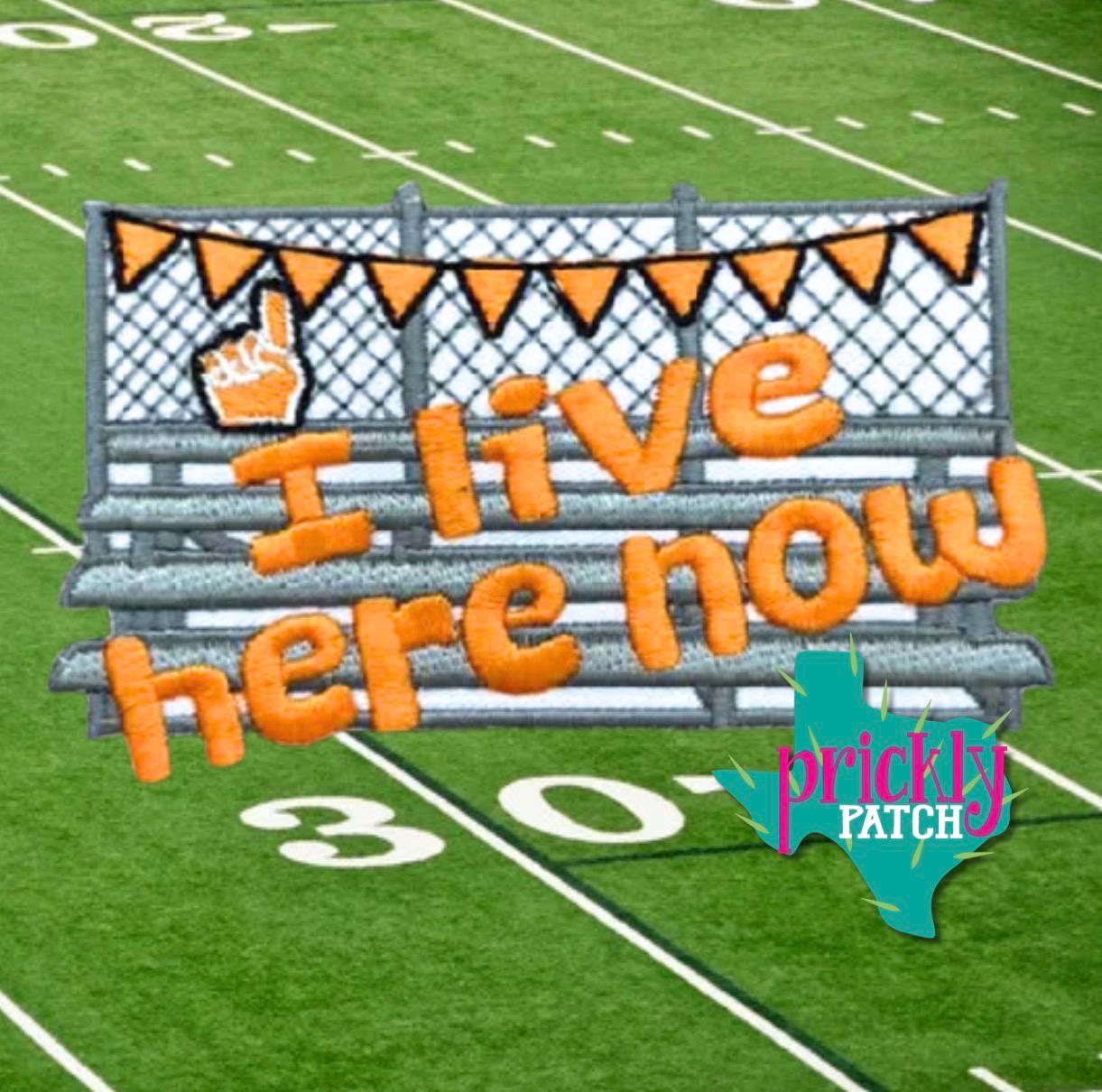 I Live Here Field Orange Iron-On Embroidered Patch