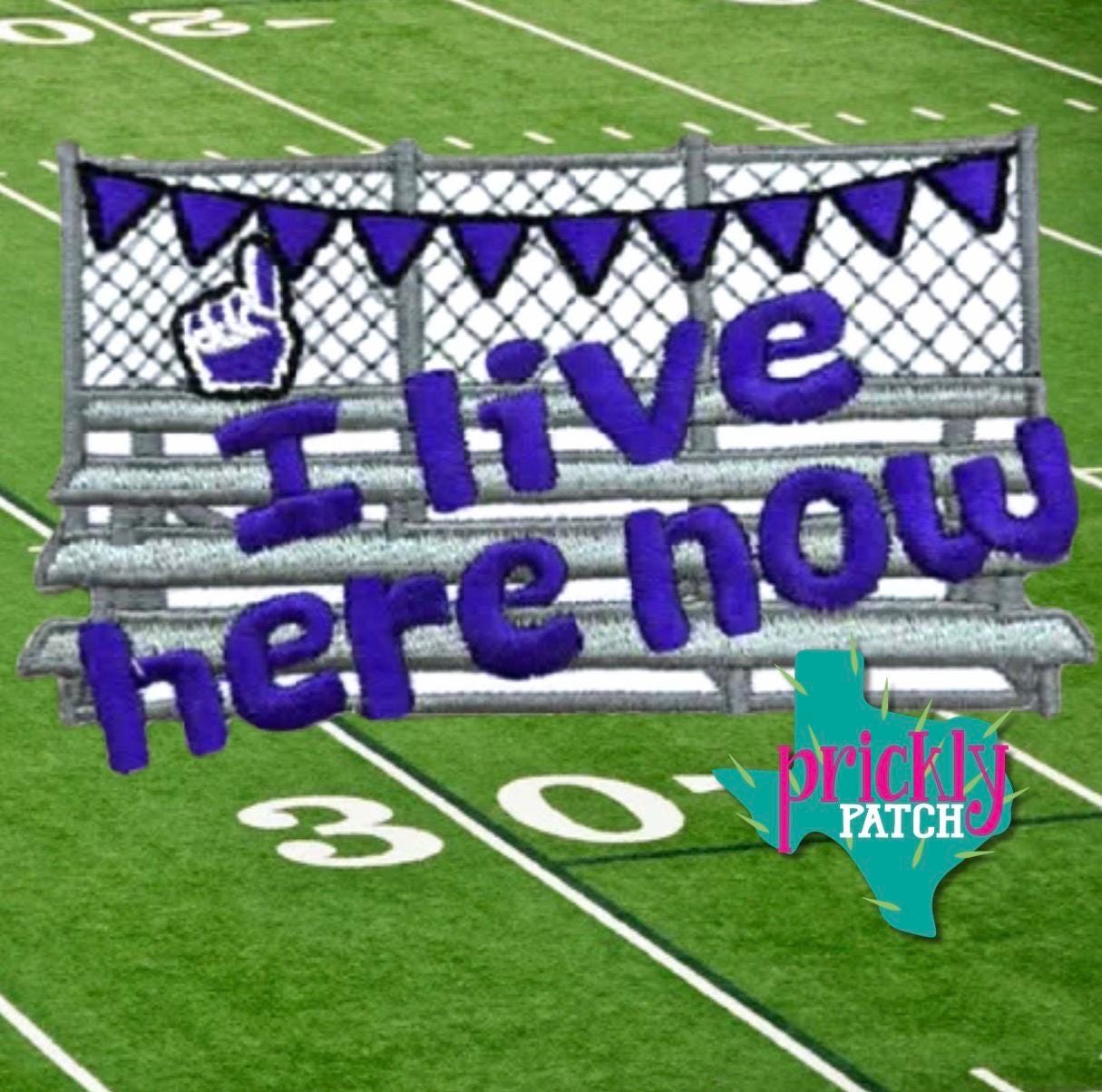 I Live Here Field Purple Iron-On Embroidered Patch