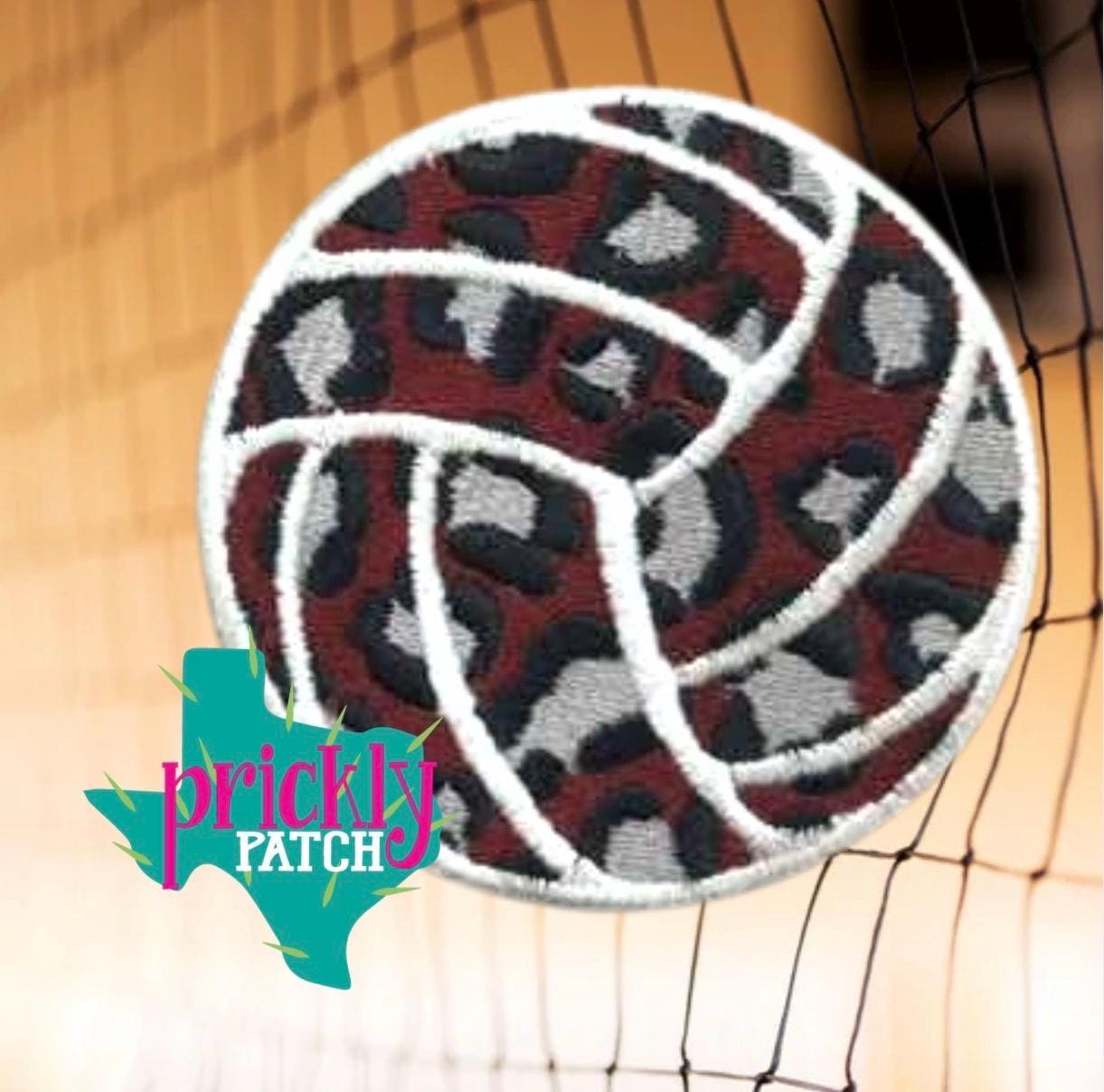 Volleyball Maroon Iron-On Embroidered Patch