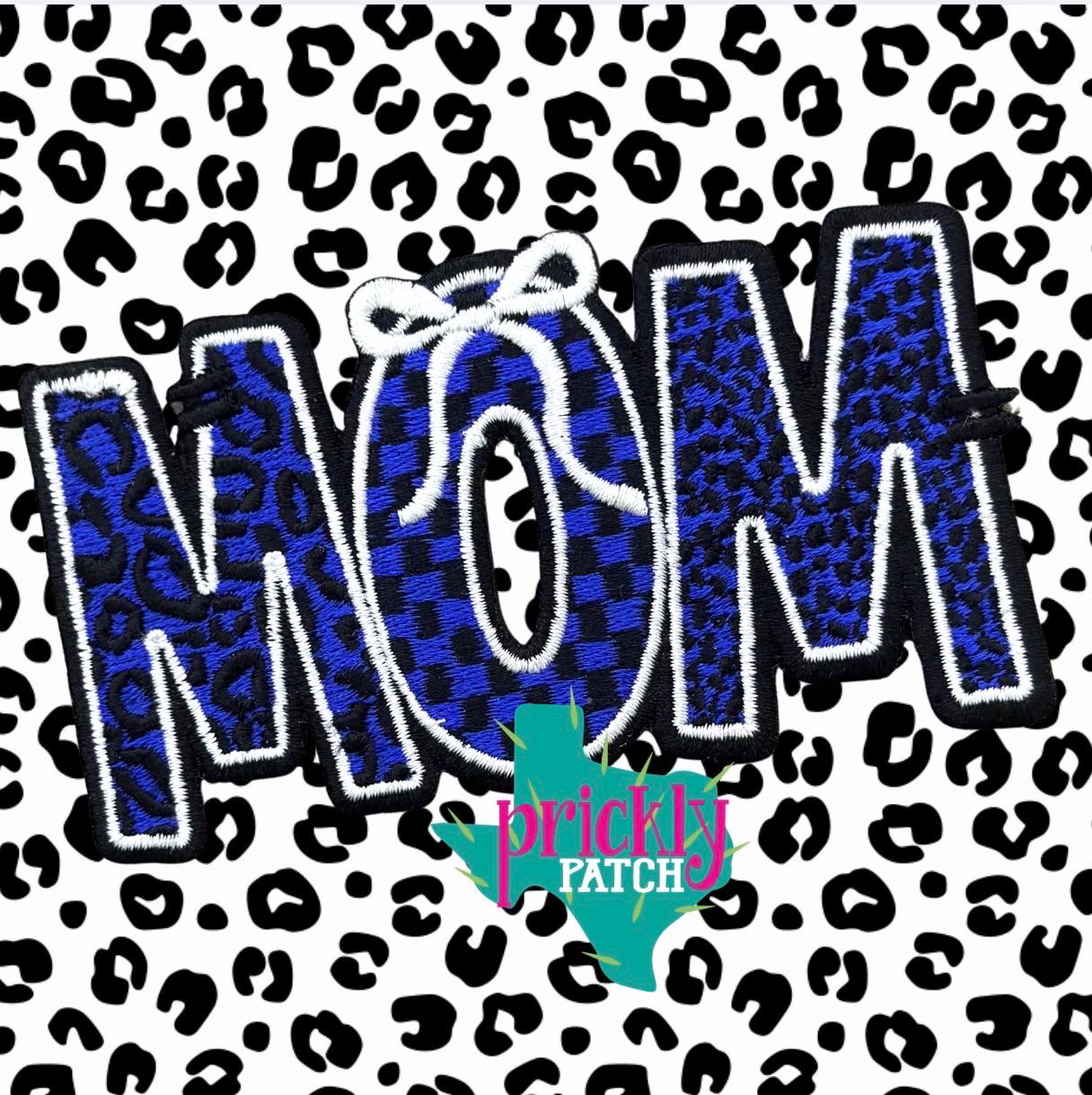 Mom Blue Iron-On Embroidered Patch
