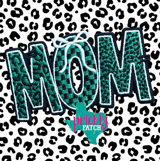 Mom Green Iron-On Embroidered Patch