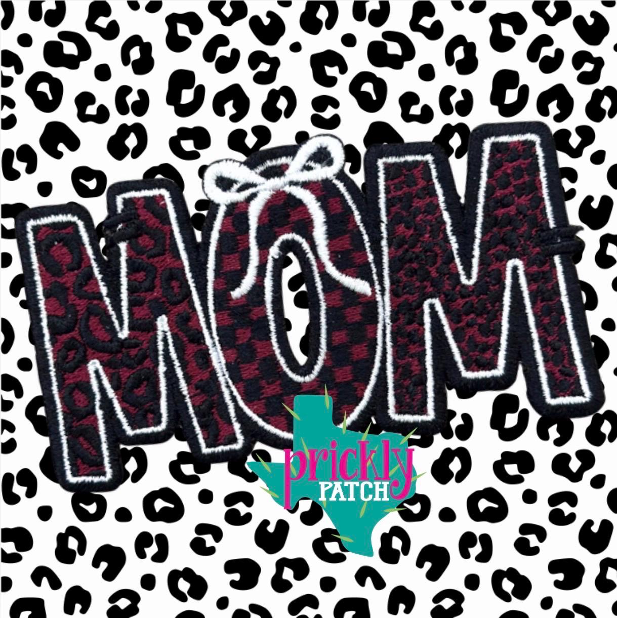Mom Maroon Iron-On Embroidered Patch