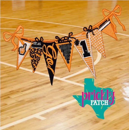 Spirit Banner Orange Iron-On Embroidered Patch