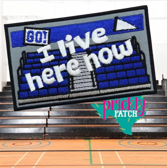 I Live Here Gym Royal Iron-On Embroidered Patch