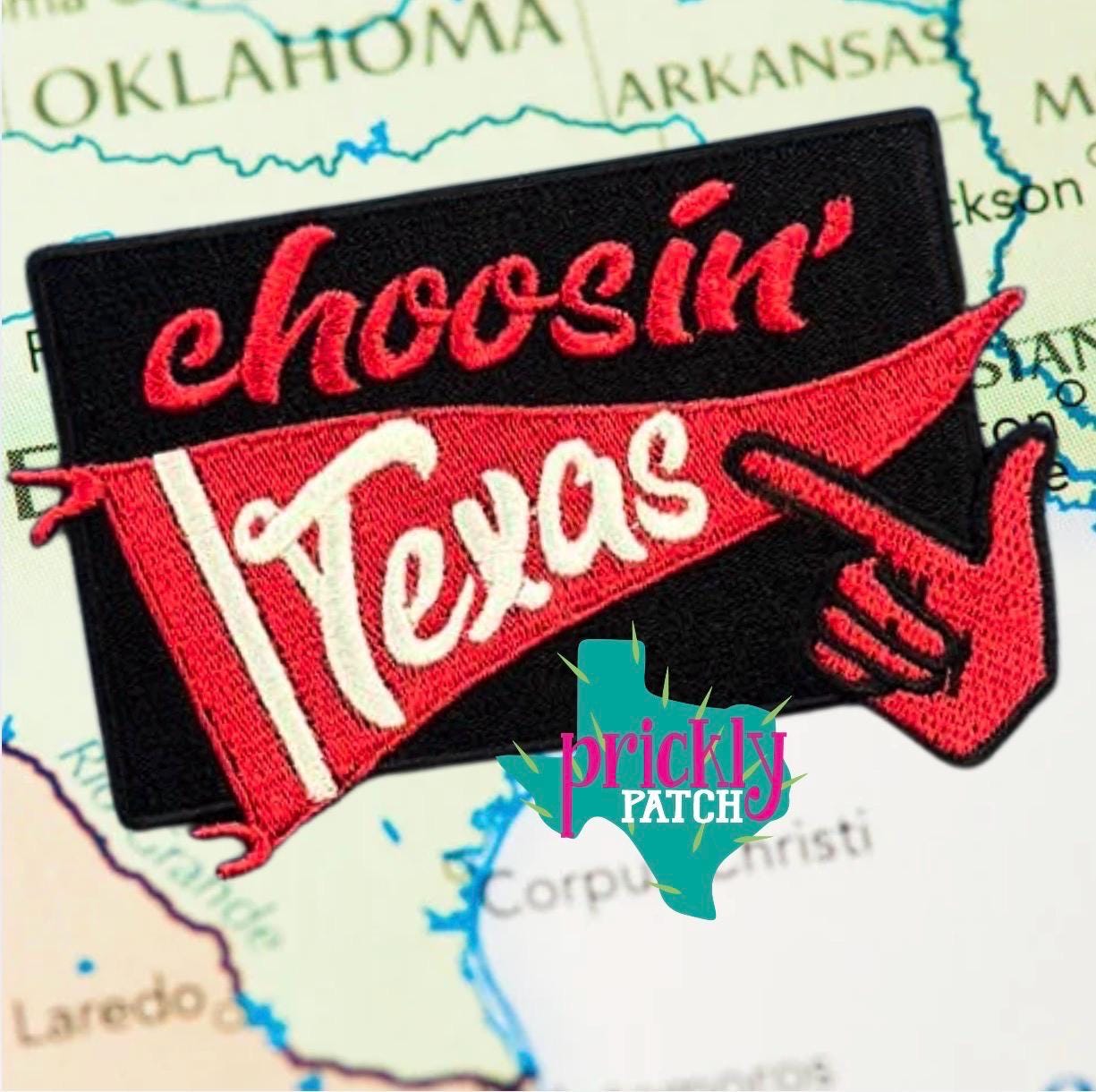 Choosin’ Red & Black Iron On Embroidered Patch