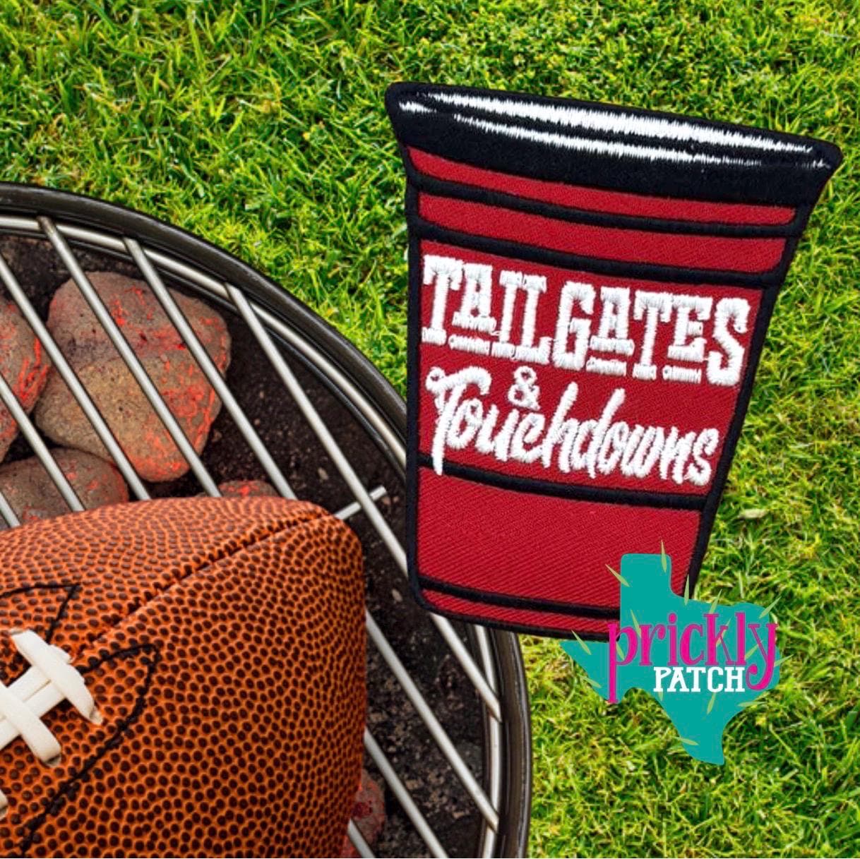 Tailgates & Touchdowns Red Iron On Embroidered Patch
