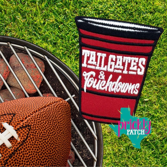 Tailgates & Touchdowns Red Iron On Embroidered Patch