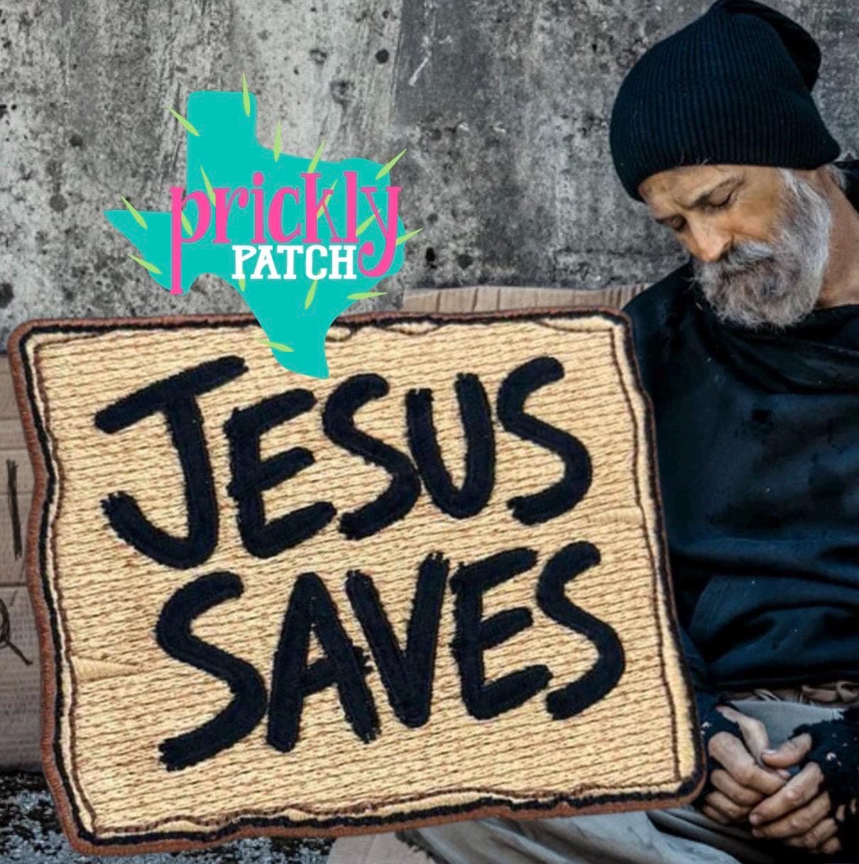 Jesus Saves Iron-On Embroidered Patch