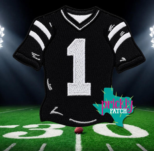 Jersey Black Iron-On Embroidered Patch