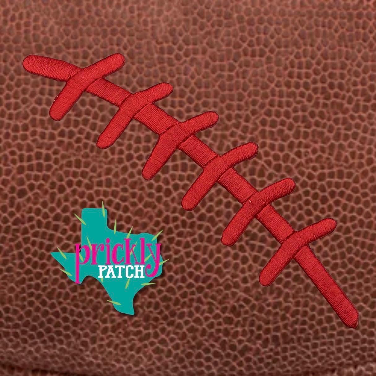 Football Laces Red Iron-On Embroidered Patch