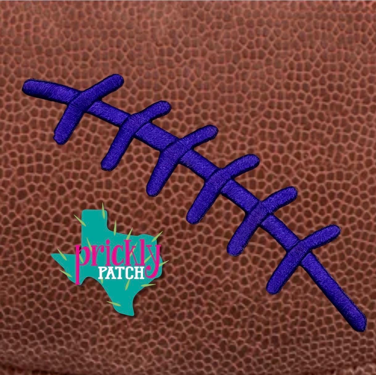Football Laces Purple Iron-On Embroidered Patch