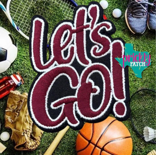 Let’s Go Maroon Iron-On Embroidered Patch