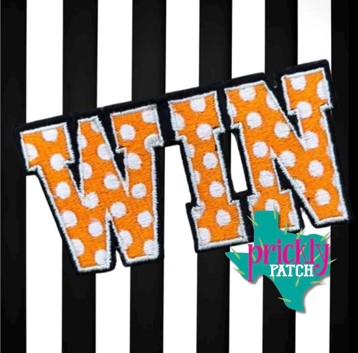 Win Orange Iron-On Embroidered Patch