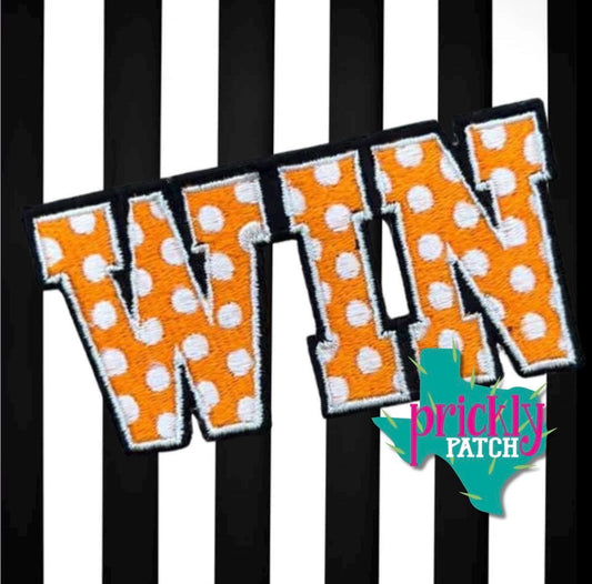 Win Orange Iron-On Embroidered Patch