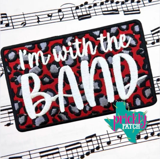 I’m With the Band Red Iron-On Embroidered Patch