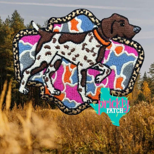 GSP Dog Pink Camo Iron-On Embroidered Patch