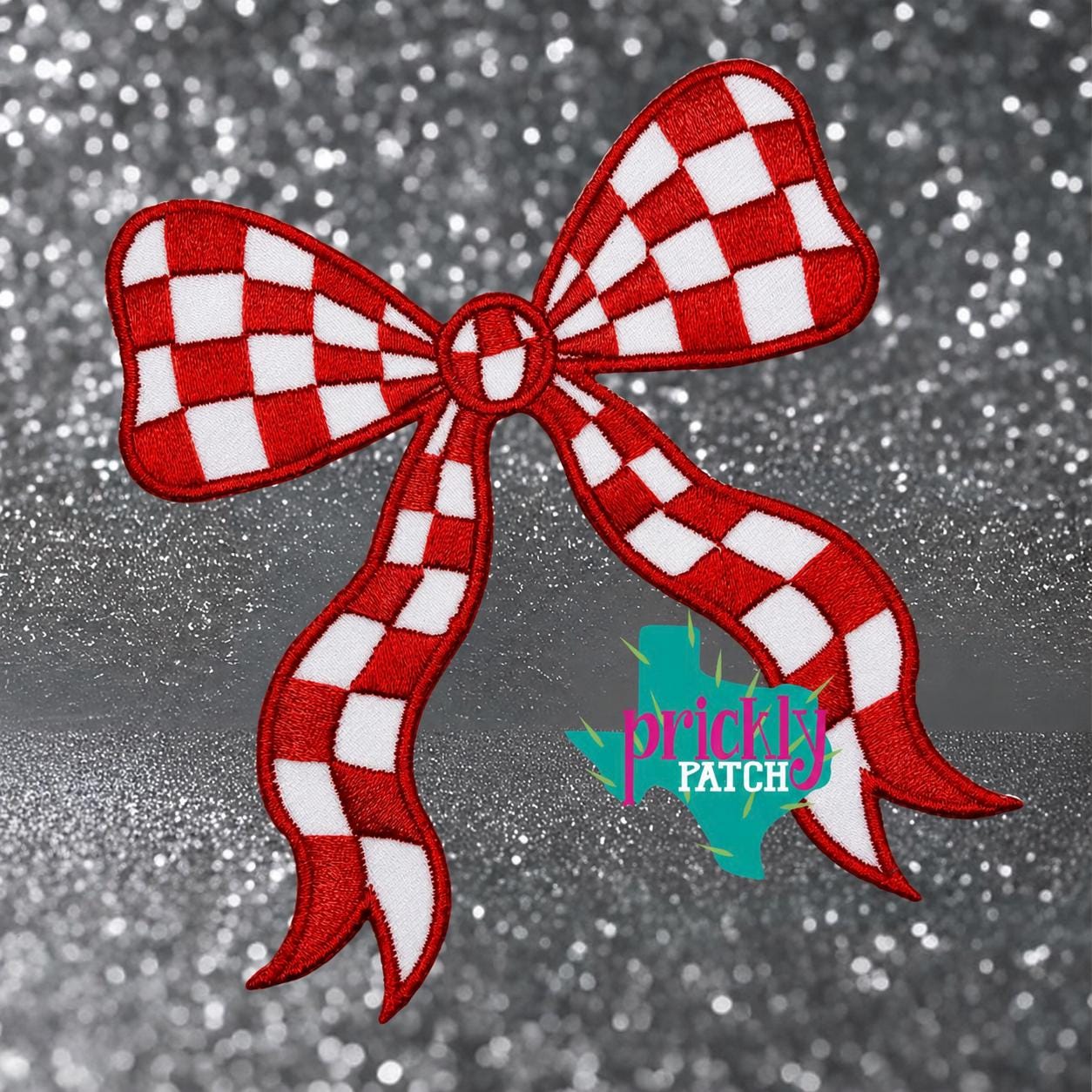 Checkered Bow Red Patch