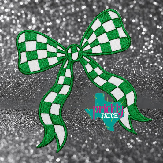 Checkered Bow Green Patch