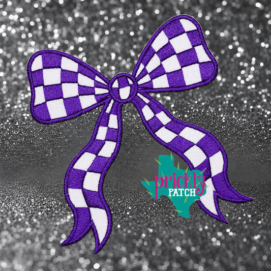 Checkered Bow Purple Patch