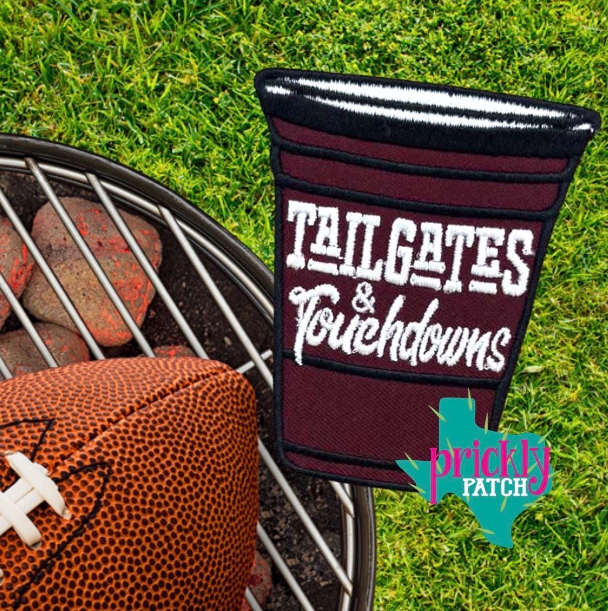 Tailgates & Touchdowns Maroon Iron-On Embroidered Patch