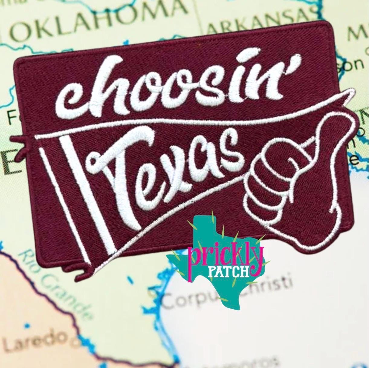 Choosin’ Maroon & White Iron-On Embroidered Patch