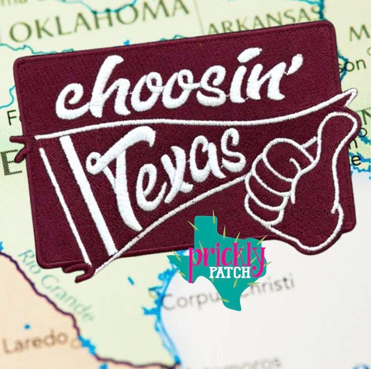 Choosin’ Maroon & White Iron-On Embroidered Patch