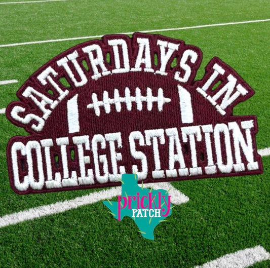 Saturdays in College Station Iron-On Embroidered Patch