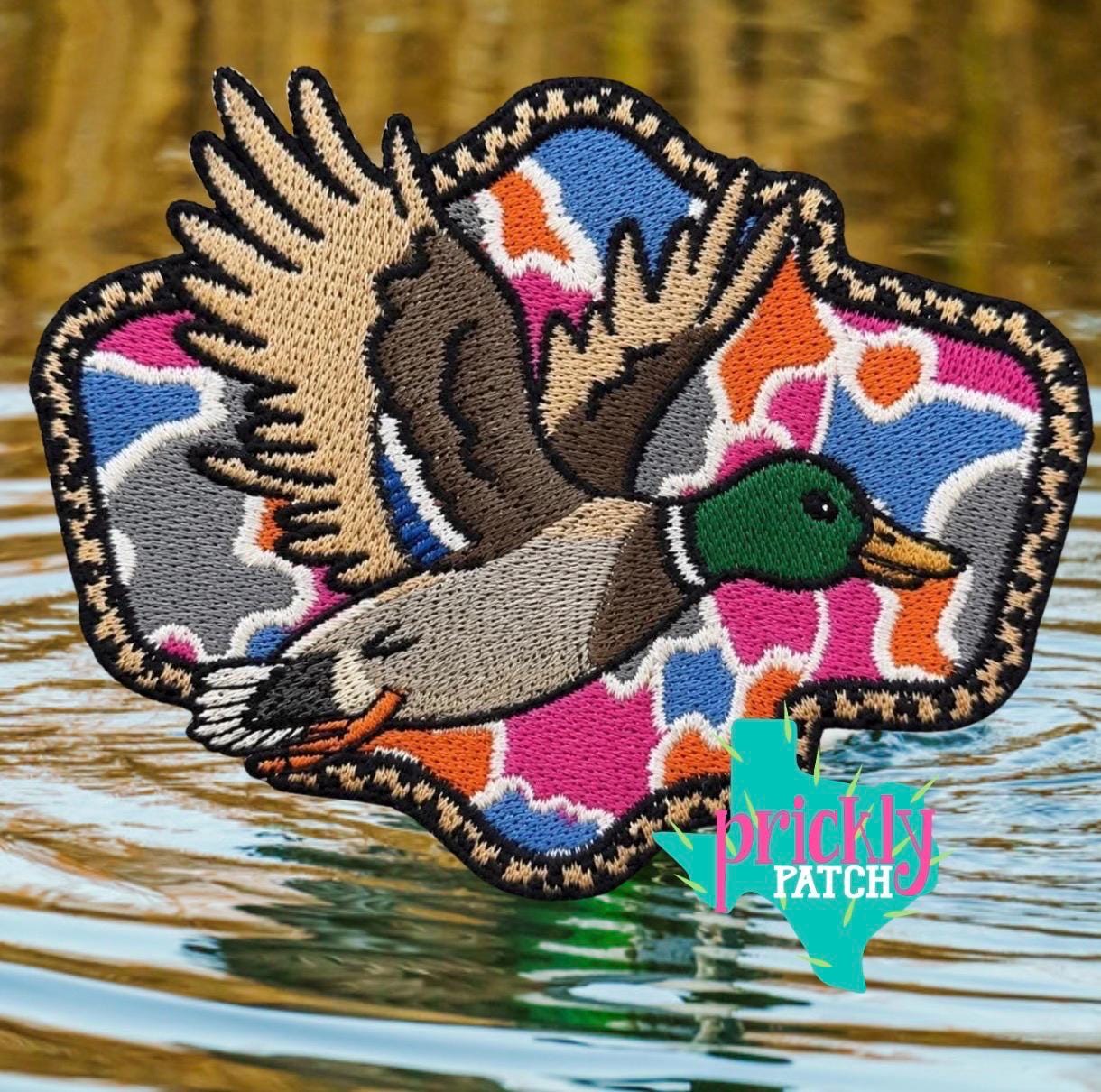Duck Pink Camo Iron-On Embroidered Patch